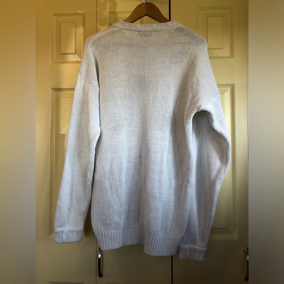 Oversized Embroidered White Knit Sweater, Runaway Bay, Medium - Picture 4 of 6